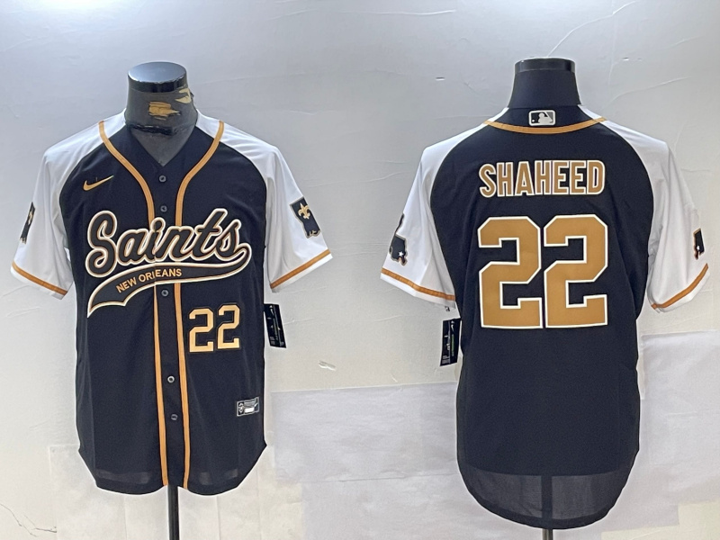 Men's New Orleans Saints #22 Rashid Shaheed BlackWhite 1987 Legacy Cool Base Stitched Baseball Jersey Men's New Orleans Saints #22 Rashid Shaheed BlackWhite 1987 Legacy Cool Base Stitched Baseball Jersey
