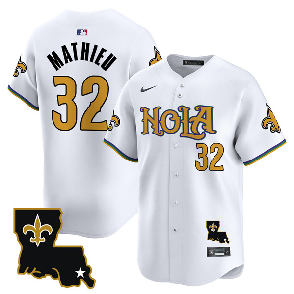 Men's New Orleans Saints #32 Tyrann Mathieu White Cool Base Stitched Baseball Jersey Men's New Orleans Saints #32 Tyrann Mathieu White Cool Base Stitched Baseball Jersey