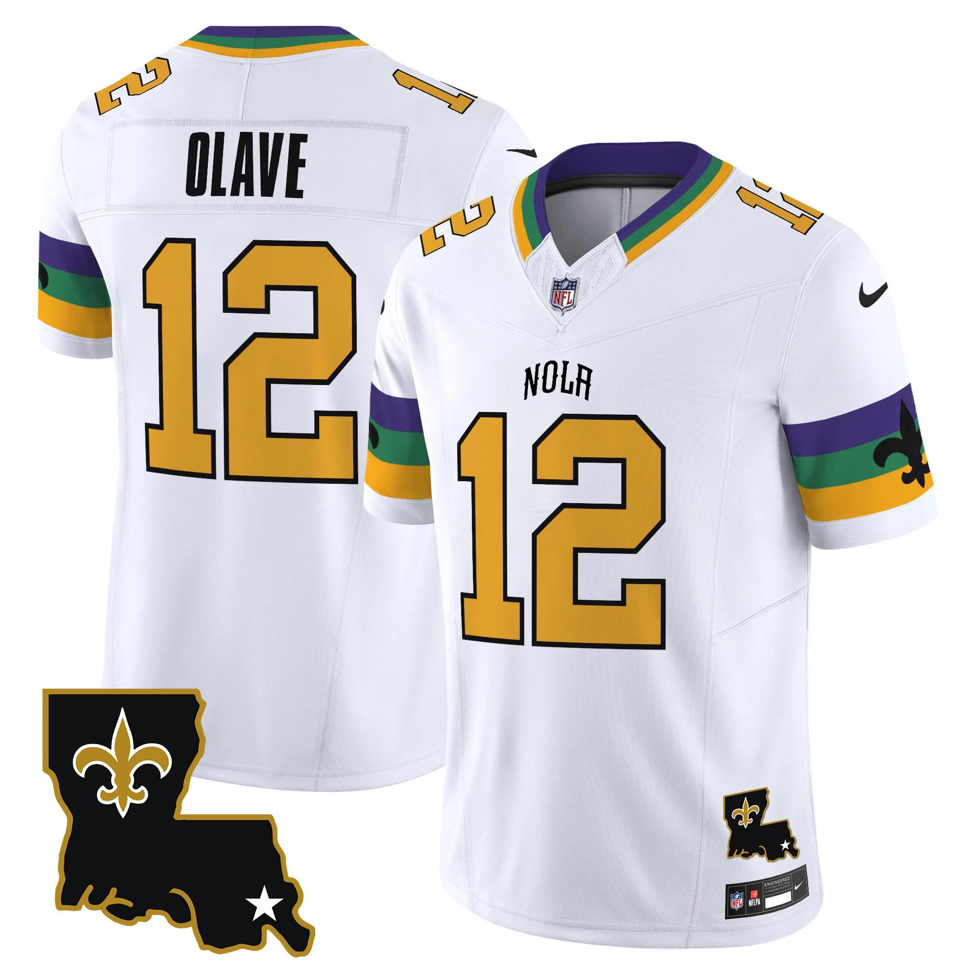 Men's New Orleans Saints #12 Chris Olave White 2024 F.U.S.E. Vapor Limited Stitched Jersey Men's New Orleans Saints #12 Chris Olave White 2024 F.U.S.E. Vapor Limited Stitched Jersey