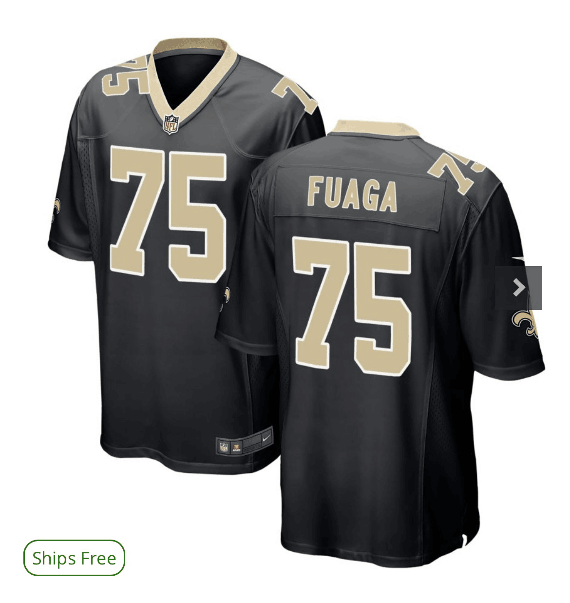 Men's New Orleans Saints #75 Taliese Fuaga Black Vapor Limited Stitched Football Jersey