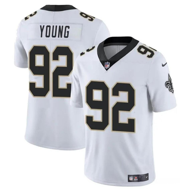 Men's New Orleans Saints #92 Chase Young White Vapor Limited Stitched Football Jersey Men's New Orleans Saints #92 Chase Young White Vapor Limited Stitched Football Jersey