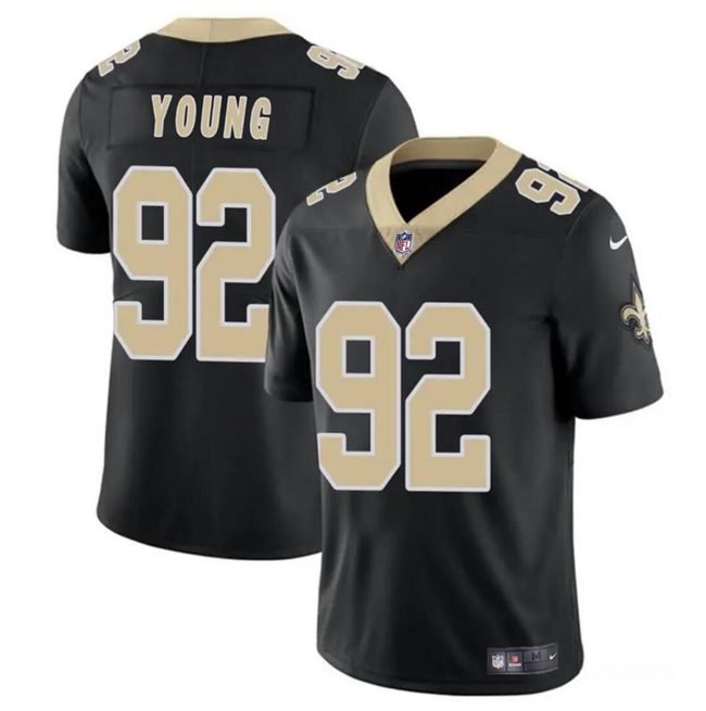 Men's New Orleans Saints #92 Chase Young Black Vapor Limited Stitched Football Jersey Men's New Orleans Saints #92 Chase Young Black Vapor Limited Stitched Football Jersey