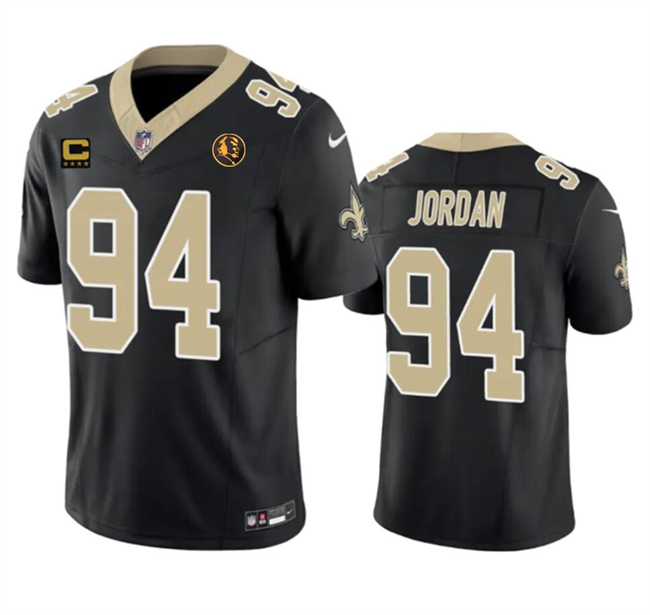 Men's New Orleans Saints #94 Cameron Jordan Black 2023 F.U.S.E. With 4-Star C Patch And John Madden Patch Vapor Limited Stitched Football Jersey Men's New Orleans Saints #94 Cameron Jordan Black 2023 F.U.S.E. With 4-Star C Patch And John Madden Patch Vapor Limited Stitched Football Jersey