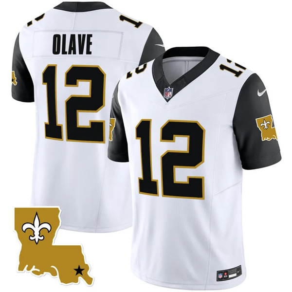 Men's New Orleans Saints #12 Chris Olave White Black 2023 F.U.S.E. 1987 Legacy Vapor Stitched Jersey Men's New Orleans Saints #12 Chris Olave White Black 2023 F.U.S.E. 1987 Legacy Vapor Stitched Jersey
