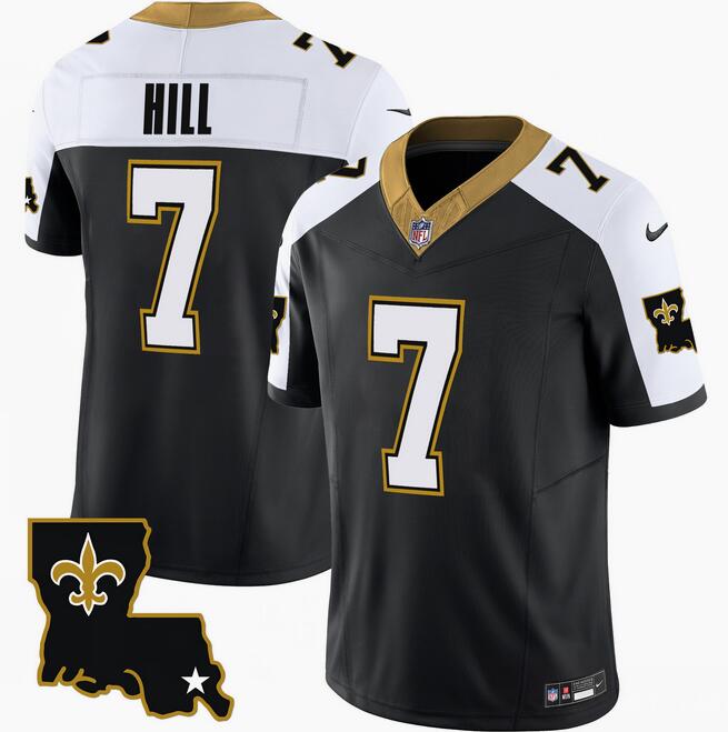 Men's New Orleans Saints #7 Taysom Hill Black White 2023 F.U.S.E. 1987 Legacy Vapor Stitched Jersey Men's New Orleans Saints #7 Taysom Hill Black White 2023 F.U.S.E. 1987 Legacy Vapor Stitched Jersey