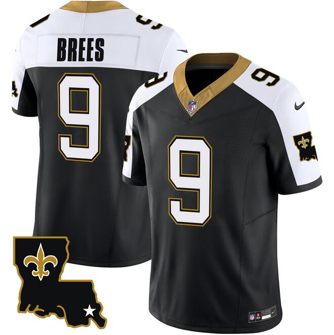 Men's New Orleans Saints #9 Drew Brees Black White 2023 F.U.S.E. 1987 Legacy Vapor Stitched Jersey Men's New Orleans Saints #9 Drew Brees Black White 2023 F.U.S.E. 1987 Legacy Vapor Stitched Jersey