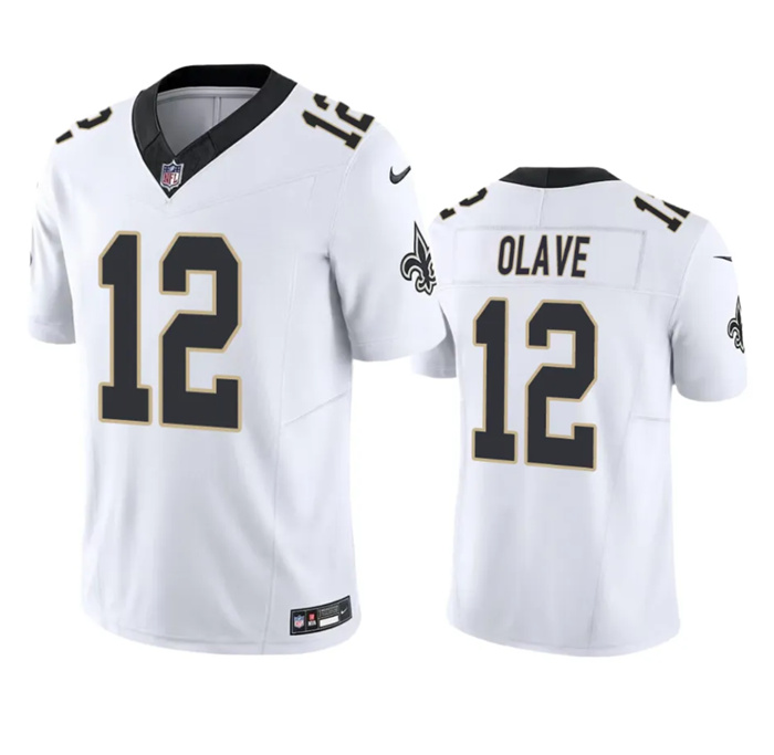 Men's New Orleans Saints #12 Chris Olave White 2023 F.U.S.E. Vapor Untouchable Limited Stitched Jersey Men's New Orleans Saints #12 Chris Olave White 2023 F.U.S.E. Vapor Untouchable Limited Stitched Jersey