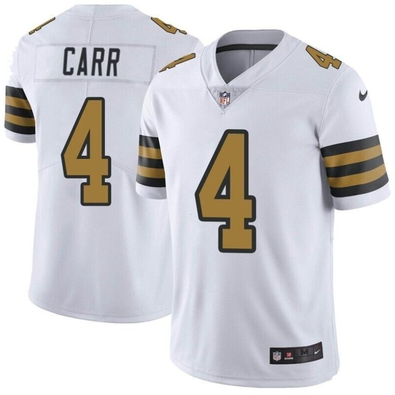 Men's New Orleans Saints #4 Derek Carr White Color Rush Limited Stitched Jersey Men's New Orleans Saints #4 Derek Carr White Color Rush Limited Stitched Jersey