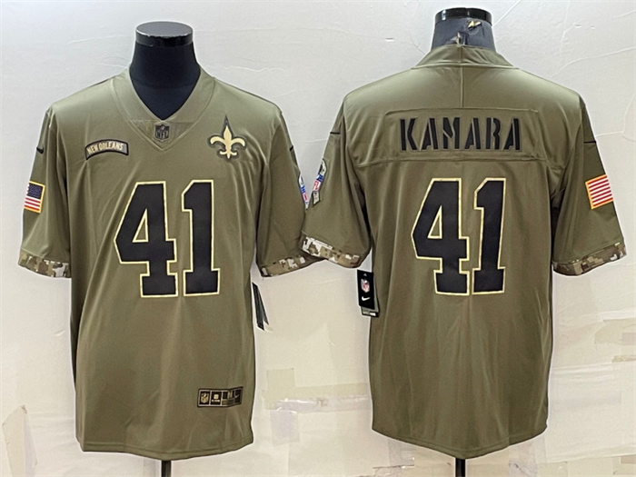 Men's New Orleans Saints #41 Alvin Kamara Olive 2022 Salute To Service Limited Stitched Jersey