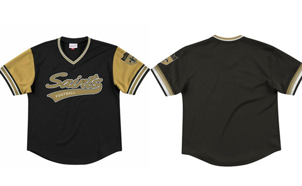 Men's New Orleans Saints Black Mitchell & Ness T-Shirt Men's New Orleans Saints Black Mitchell & Ness T-Shirt