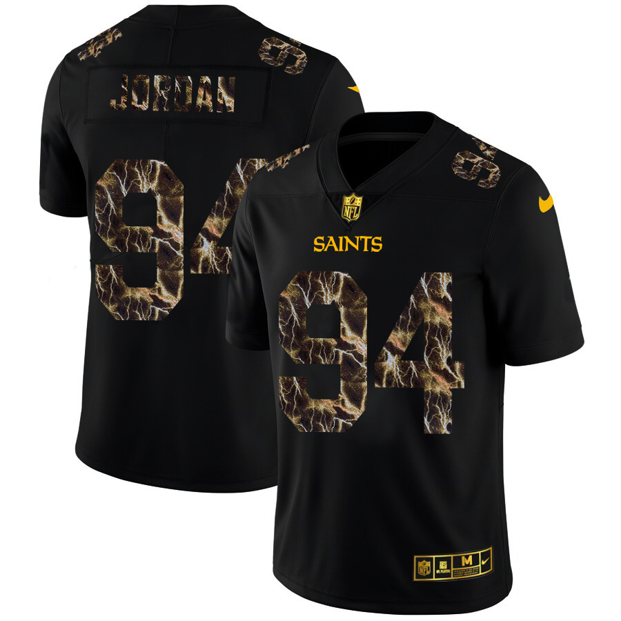 New Orleans Saints #94 Cameron Jordan Men's Black Nike Flocked Lightning Vapor Limited NFL Jersey New Orleans Saints #94 Cameron Jordan Men's Black Nike Flocked Lightning Vapor Limited NFL Jersey