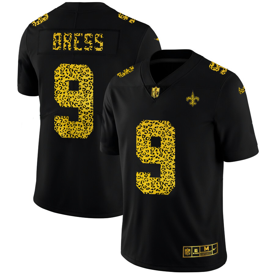 New Orleans Saints #9 Drew Brees Men's Nike Leopard Print Fashion Vapor Limited NFL Jersey Black New Orleans Saints #9 Drew Brees Men's Nike Leopard Print Fashion Vapor Limited NFL Jersey Black