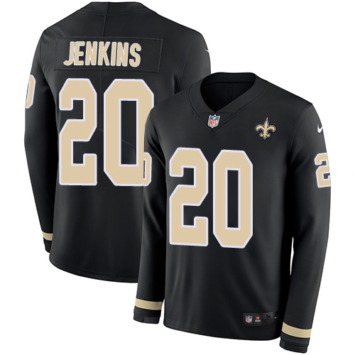 Nike Saints #20 Janoris Jenkins Black Team Color Men's Stitched NFL Limited Therma Long Sleeve Jersey Nike Saints #20 Janoris Jenkins Black Team Color Men's Stitched NFL Limited Therma Long Sleeve Jersey