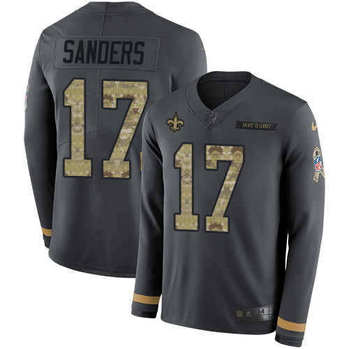 Nike Saints #17 Emmanuel Sanders Anthracite Salute to Service Men's Stitched NFL Limited Therma Long Sleeve Jersey Nike Saints #17 Emmanuel Sanders Anthracite Salute to Service Men's Stitched NFL Limited Therma Long Sleeve Jersey