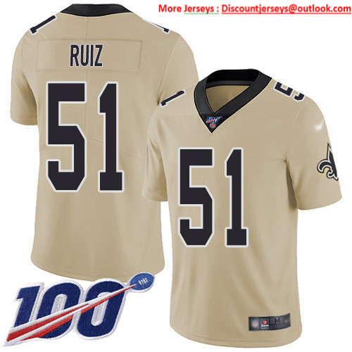 Nike Saints #51 Cesar Ruiz Gold Men's Stitched NFL Limited Inverted Legend 100th Season Jersey Nike Saints #51 Cesar Ruiz Gold Men's Stitched NFL Limited Inverted Legend 100th Season Jersey
