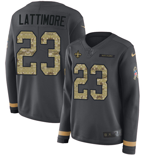 Nike Saints #23 Marshon Lattimore Anthracite Salute to Service Nike Saints #23 Marshon Lattimore Anthracite Salute to Service