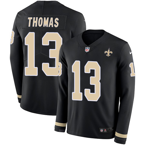Nike Saints #13 Michael Thomas Black Team Color Men's Stitched NFL Limited Therma Long Sleeve Jersey Nike Saints #13 Michael Thomas Black Team Color Men's Stitched NFL Limited Therma Long Sleeve Jersey