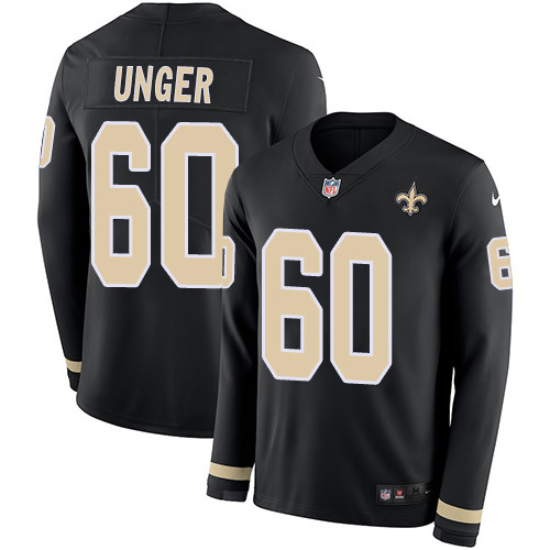 Nike Saints #60 Max Unger Black Team Color Men's Stitched NFL Limited Therma Long Sleeve Jersey Nike Saints #60 Max Unger Black Team Color Men's Stitched NFL Limited Therma Long Sleeve Jersey