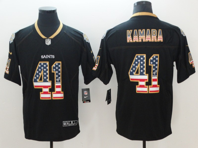 Nike Saints #41 Alvin Kamara Black USA Flag Color Rush Limited Jersey Nike Saints #41 Alvin Kamara Black USA Flag Color Rush Limited Jersey