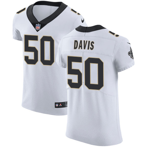 Nike Saints #50 DeMario Davis White Men's Stitched NFL Vapor Untouchable Elite Jersey Nike Saints #50 DeMario Davis White Men's Stitched NFL Vapor Untouchable Elite Jersey