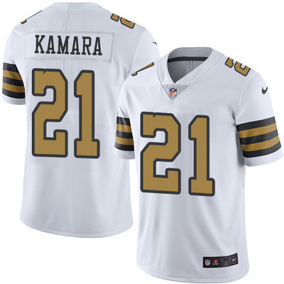 Nike Saints #21 Alvin Kamara White Men's Stitched NFL Limited Rush Jersey