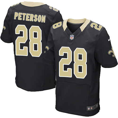 Nike Saints #28 Adrian Peterson Black Team Color Men's Stitched NFL Elite Jersey Nike Saints #28 Adrian Peterson Black Team Color Men's Stitched NFL Elite Jersey