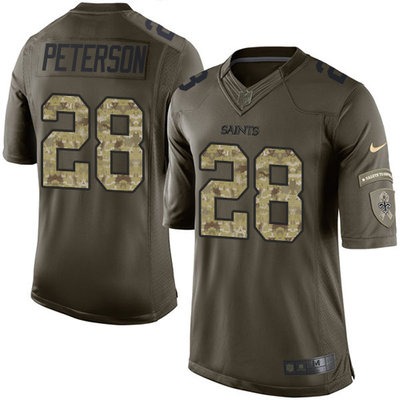 Nike Saints #28 Adrian Peterson Green Salute to Service Men's Stitched NFL Limited Jersey