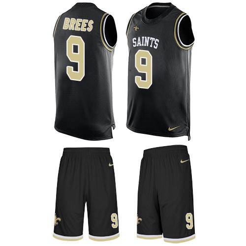 Nike Saints #9 Drew Brees Black Team Color Men's Stitched NFL Limited Tank Top Suit Jersey Nike Saints #9 Drew Brees Black Team Color Men's Stitched NFL Limited Tank Top Suit Jersey