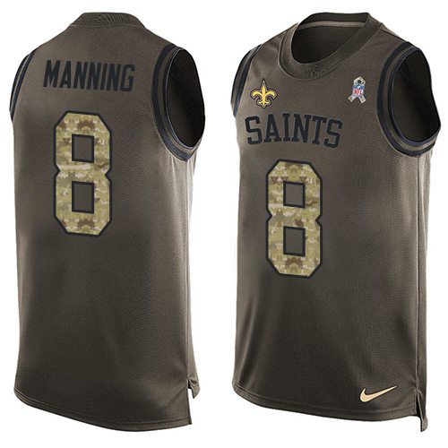 Nike Saints #8 Archie Manning Green Men's Stitched NFL Limited Salute To Service Tank Top Jersey Nike Saints #8 Archie Manning Green Men's Stitched NFL Limited Salute To Service Tank Top Jersey