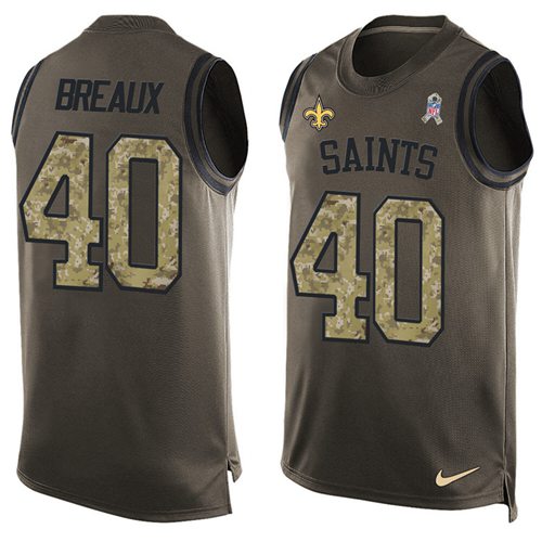 Nike Saints #40 Delvin Breaux Green Men's Stitched NFL Limited Salute To Service Tank Top Jersey Nike Saints #40 Delvin Breaux Green Men's Stitched NFL Limited Salute To Service Tank Top Jersey