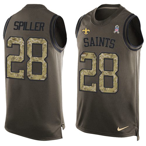 Nike Saints #28 C.J. Spiller Green Men's Stitched NFL Limited Salute To Service Tank Top Jersey