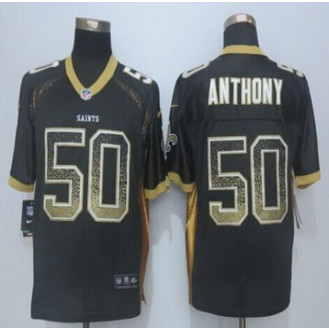 Nike New Orleans Saints #50 Stephone Anthony Black Team Color Men's Stitched NFL Elite Drift Fashion jersey