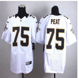 New New Orleans Saints #75 Andrus Peat White Men's Stitched NFL Elite Jersey New New Orleans Saints #75 Andrus Peat White Men's Stitched NFL Elite Jersey