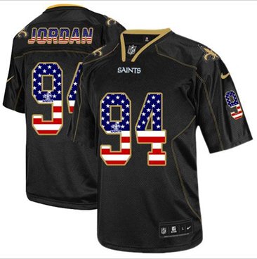 NEW New Orleans Saints #94 Cameron Jordan Black NFL Elite USA Flag Fashion Jersey