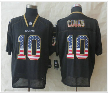 New New Orleans Saints #10 Brandin Cooks USA Flag Fashion Black Elite Jersey