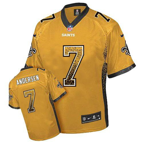NEW New Orleans Saints 7 Morten Andersen Gold Stitched NFL Elite Drift Fashion Jersey NEW New Orleans Saints 7 Morten Andersen Gold Stitched NFL Elite Drift Fashion Jersey