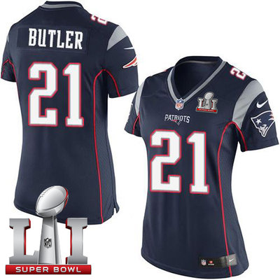 Nike Patriots #21 Malcolm Butler Navy Blue Team Color Super Bowl LI 51 Women's Stitched NFL New Elite Jersey Nike Patriots #21 Malcolm Butler Navy Blue Team Color Super Bowl LI 51 Women's Stitched NFL New Elite Jersey