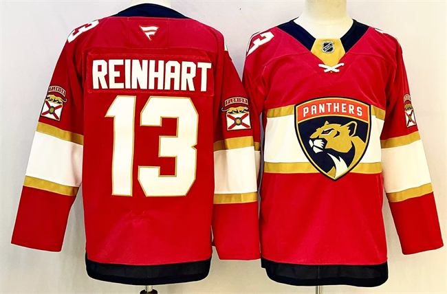 Men's Florida Panthers #13 Sam Reinhart Red 2024-25 Home Stitched Hockey Jersey Men's Florida Panthers #13 Sam Reinhart Red 2024-25 Home Stitched Hockey Jersey