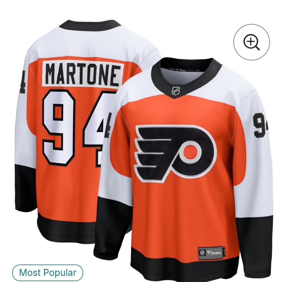 Men's Philadelphia Flyers # 94 Martone Orange 2024-25 Home stitched Hockey Jersey