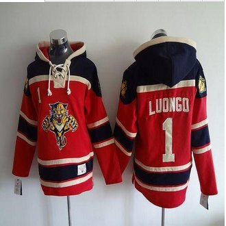 Florida Panthers #1 Roberto Luongo Red Sawyer Hooded Sweatshirt Stitched NHL jersey