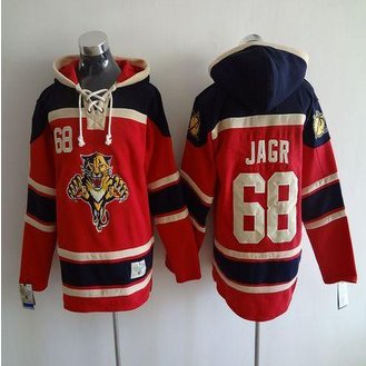 Florida Panthers #68 Jaromir Jagr Red Sawyer Hooded Sweatshirt Stitched NHL Jersey