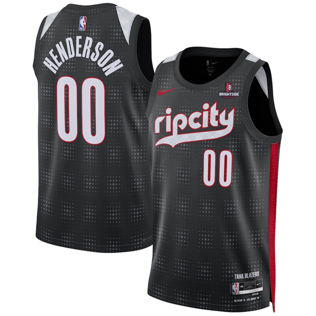 Men's Portland Trail Blazers #00 Scoot Henderson Black 2024 25 City Edition Edition Stitched Basketball Jersey