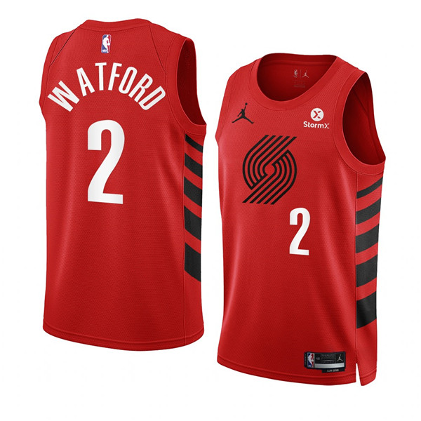 Men's Portland Trail Blazers #2 Trendon Watford 2022 23 Red Statement Edition Swingman Stitched Basketball Jersey