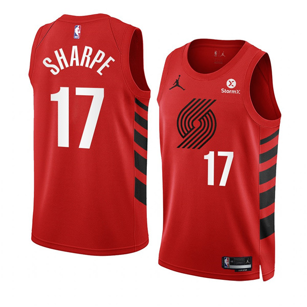 Men's Portland Trail Blazers #17 Shaedon Sharpe 2022 23 Red Statement Edition Swingman Stitched Basketball Jersey