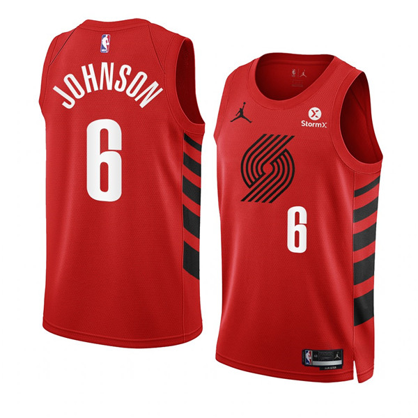 Men's Portland Trail Blazers #6 Keon Johnson 2022 23 Red Statement Edition Swingman Stitched Basketball Jersey