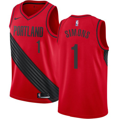 Nike Blazers #1 Anfernee Simons Red Statement Edition NBA Swingman Jersey