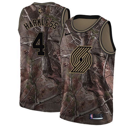 Nike Blazers #4 Moe Harkless Camo NBA Swingman Realtree Collection Jersey