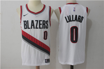 Nike Blazers #0 Damian Lillard White Stitched NBA Jersey