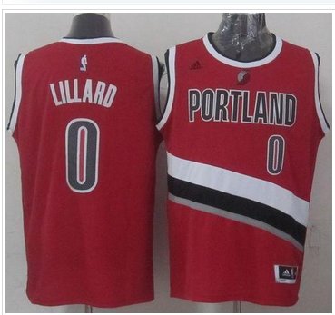Portland Trail Blazers #0 Damian Lillard Red Stitched NBA Jersey