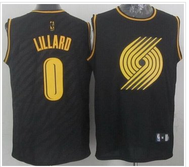 Portland Trail Blazers #0 Damian Lillard Black Precious Metals Fashion Stitched NBA Jersey